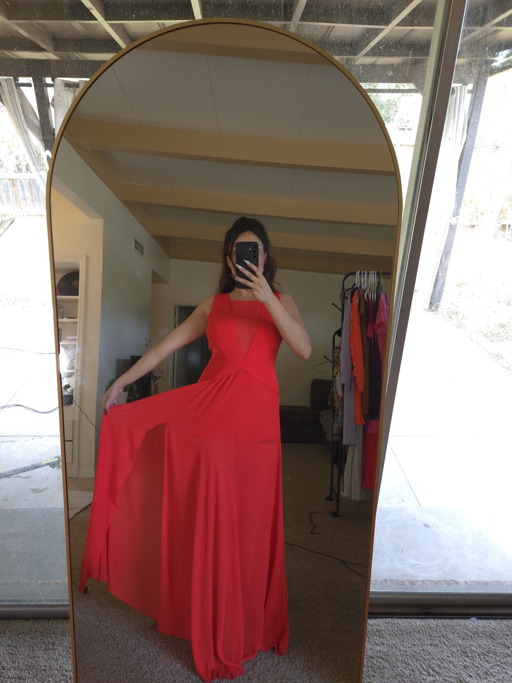 BCBGMAXAZRIA Halee Red Chiffon Romper Gown Size 4